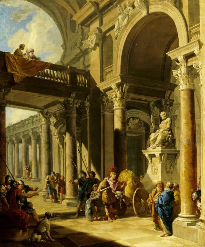 Alexandre'nin Gordian Düğümünü Kesmesiyle Bir Mimari Capriccio - Giovanni Paolo Panini
