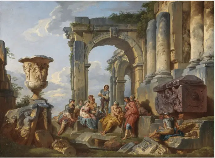 Saint Pierre'nin Romalılara vaaz ettiği bir Capriccio - Giovanni Paolo Panini