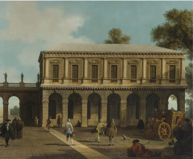 San Marco Hapishanelerinden Bir Capriccio, Bir Araba ve Şehir Halkıyla Bir Meydan Üzerinde - Canaletto