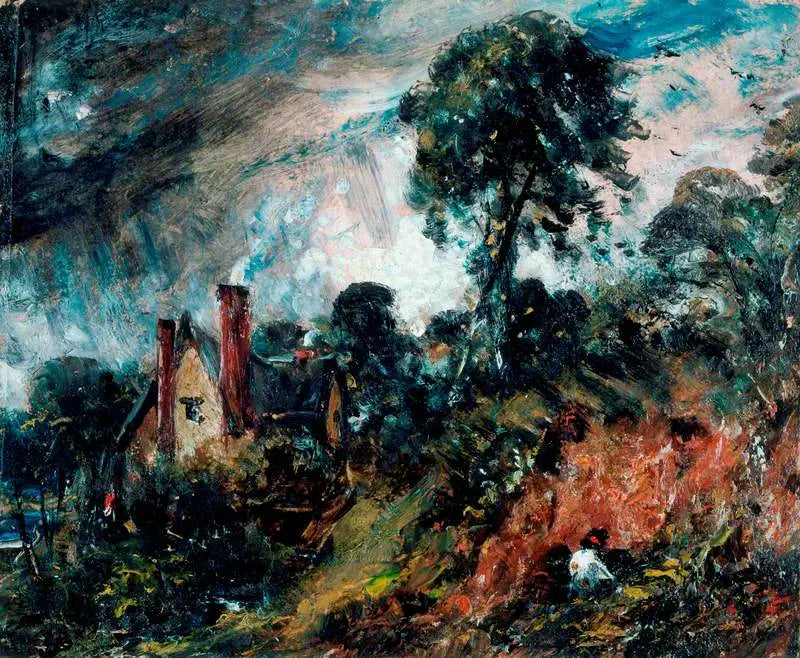 Ağaçlar arasında bir kulübe ve kum havuzu - John Constable