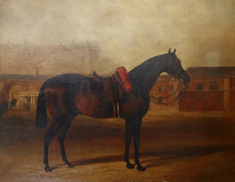 Londra'daki Albany kışlası geçit alanında bir şarj cihazı - John Frederick Herring, Sr.