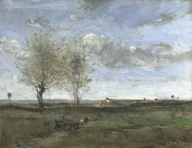 Artois Ovasında Bir Arabalı Vagon - Jean-Baptiste Camille Corot