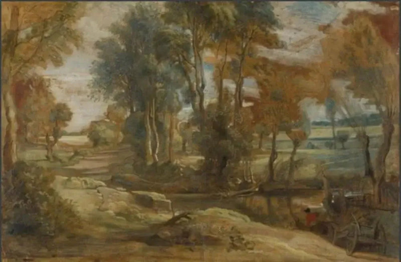 Bir dereyi geçerken araba - Peter Paul Rubens