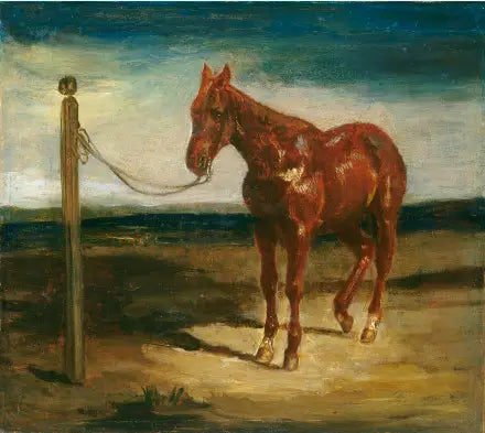 Bir direğe bağlı bir at - Eugène Delacroix
