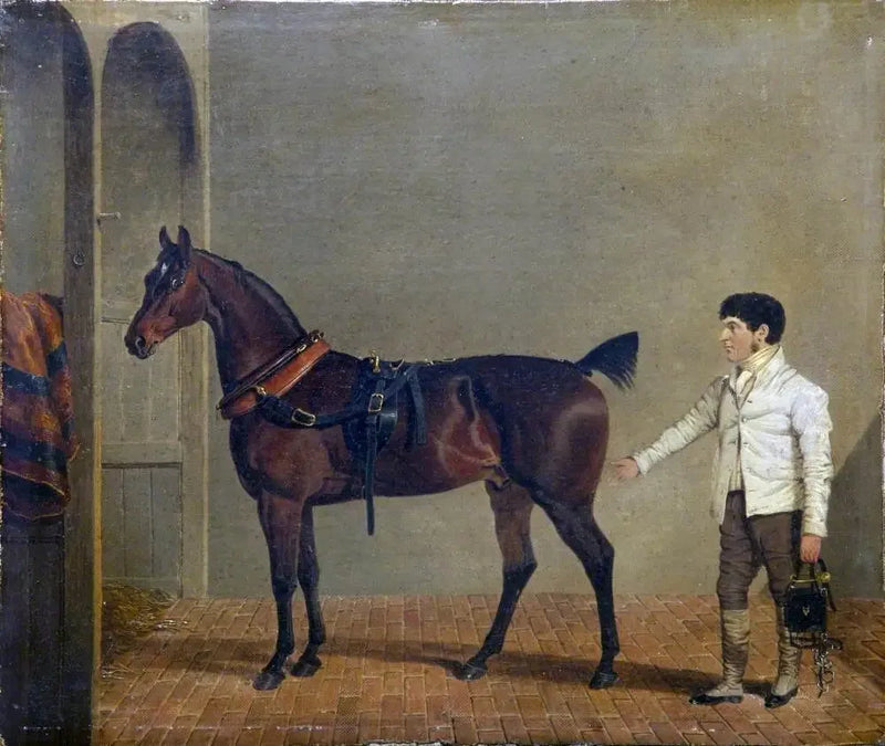 Bir at arabası çekişli, bir at bakıcısı ile, bir ahırda - John Frederick Herring, Sr.