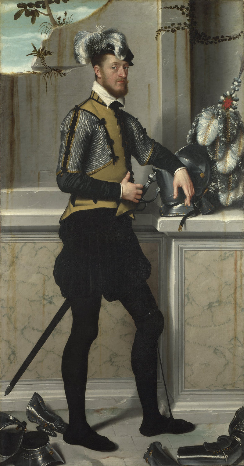 Düello miğferi takmış bir şövalye (Kont Faustino Avogardo (?)) - Giovanni Battista Moroni
