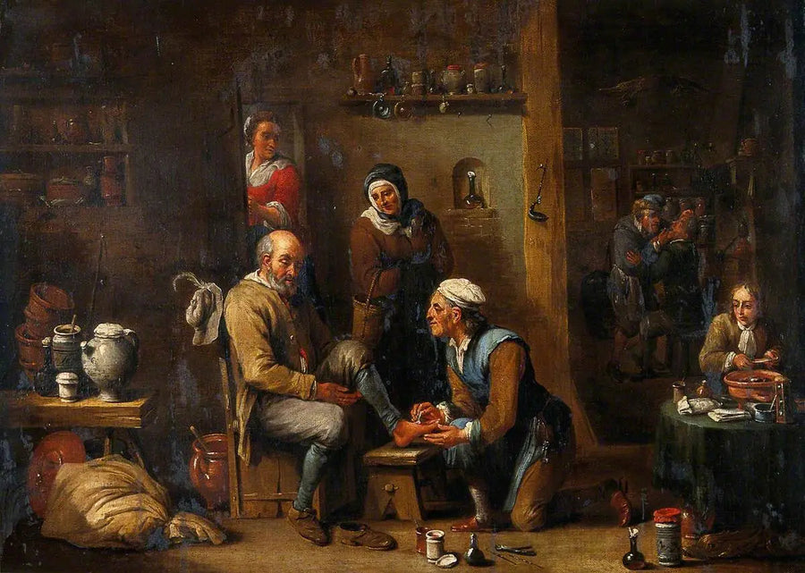 Bir adamın ayağını tedavi eden cerrah - David Teniers le Jeune