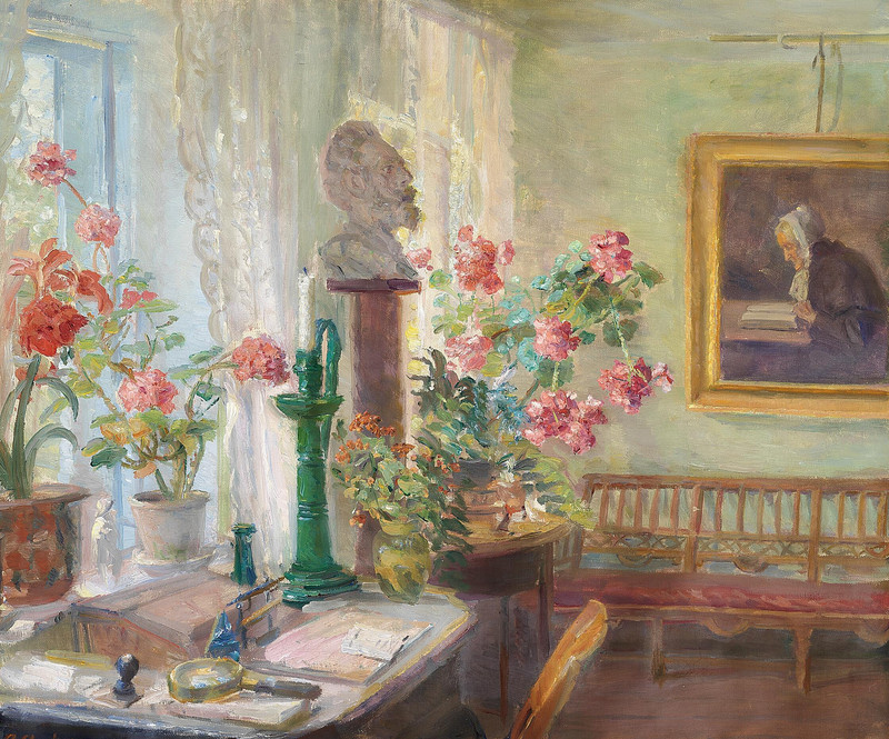 Bir oturma odası köşesi. İç mekan. - Anna Ancher
