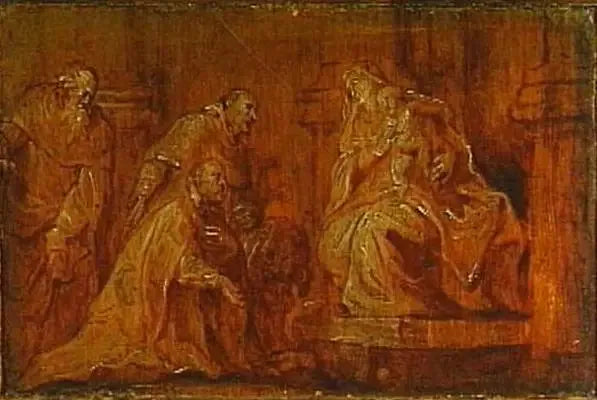 İki aziz koruyucu ile Meryem Ana ve Çocuk'u seven bir bağışçı - Antoine van Dyck