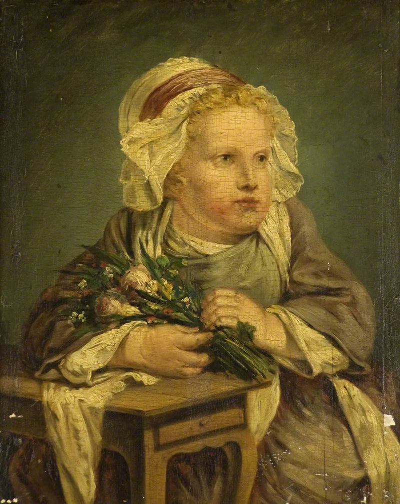 Çiçek Demetli Bir Çocuk - Jean-Baptiste Greuze