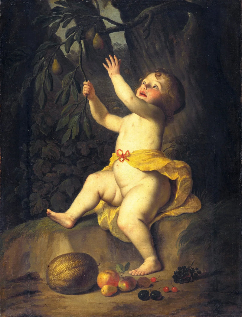 Bir çocuk meyve toplarken - Gerrit van Honthorst
