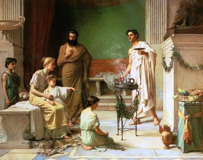 'Hastalıkla mücadele eden bir çocuk, Esculape Tapınağı'na getirildi - John William Waterhouse'