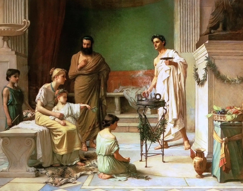 'Hastalıkla mücadele eden bir çocuk, Esculape Tapınağı'na getirildi - John William Waterhouse'