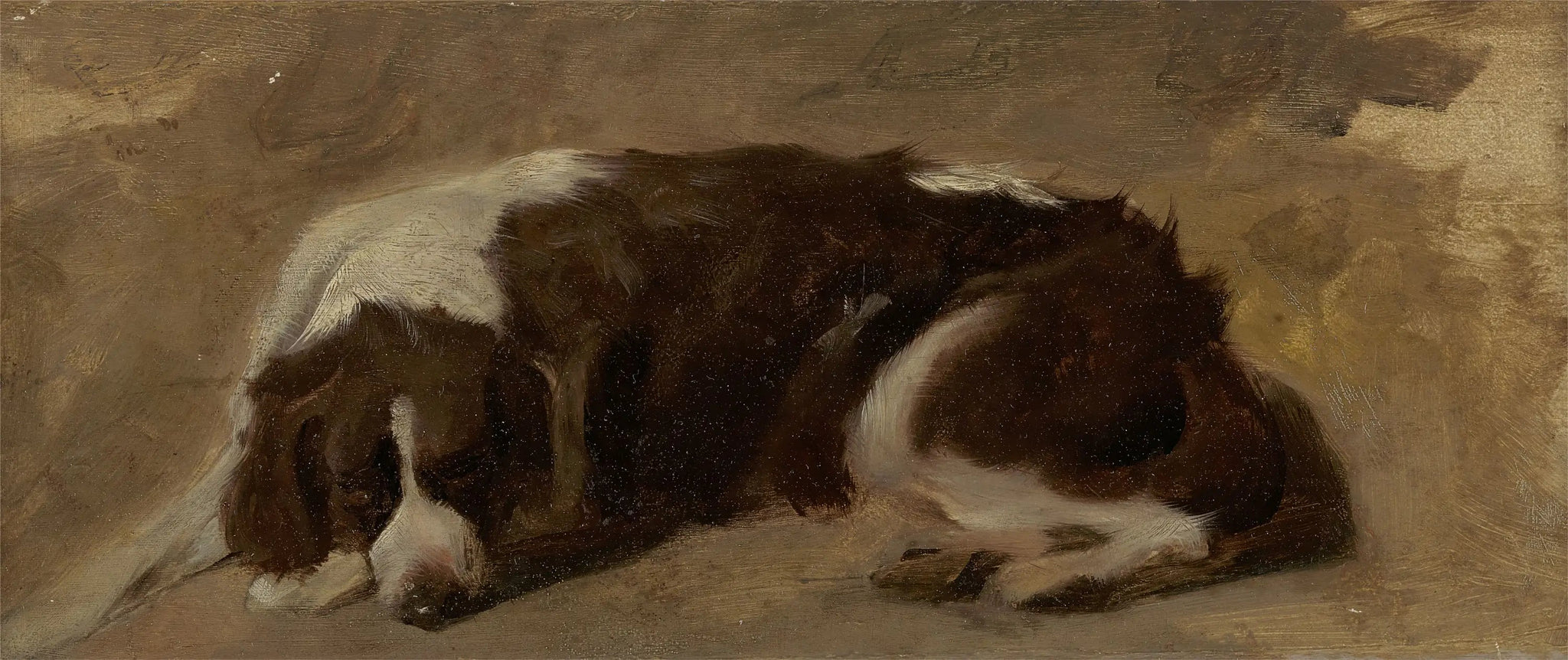 Un épagneul couché - Edwin Henry Landseer image 1 reproduction d’œuvre d’art à l’huile