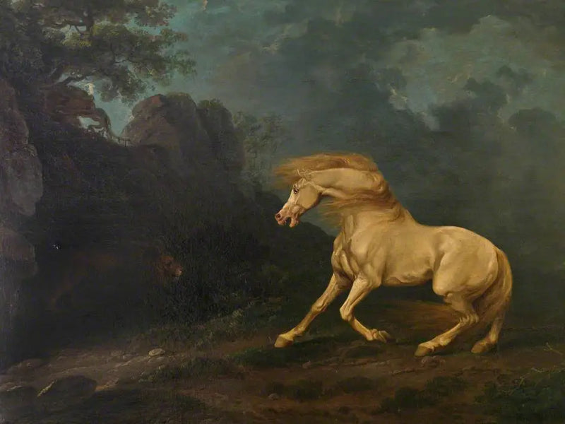 Bir aslan tarafından şaşırtılan at - George Stubbs