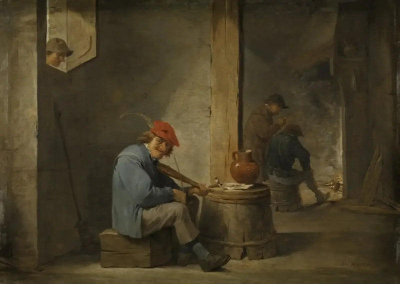 Bir çiftçi müzik çalıyor - David Teniers le Jeune