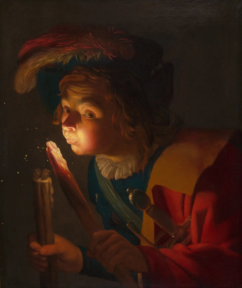 Bir çocuk köz üflerken - Gerrit van Honthorst