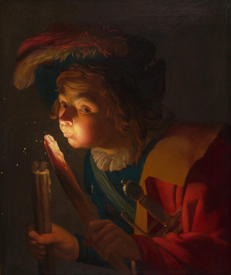 Bir çocuk köz üflerken - Gerrit van Honthorst