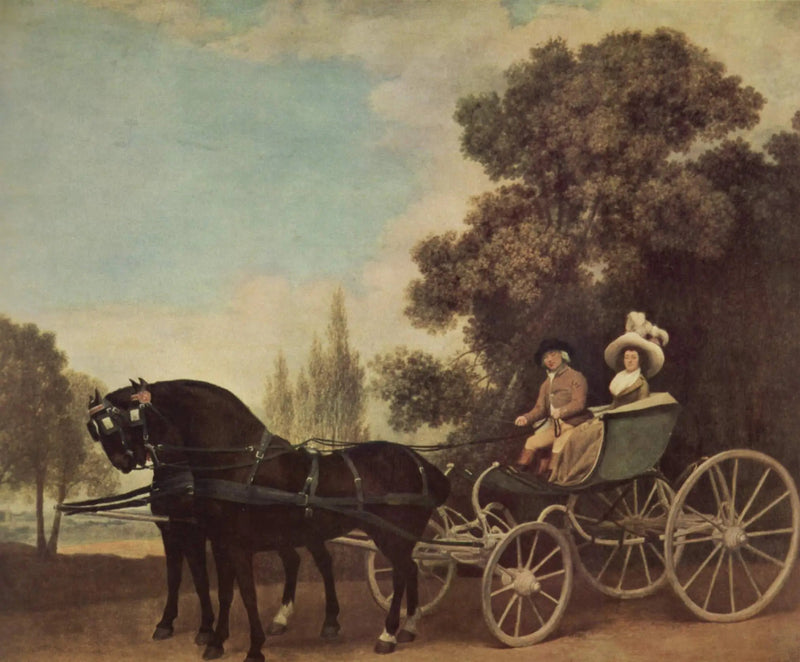 Bir beyefendi, bir hanımefendiyi phaéton içinde götürüyor - George Stubbs