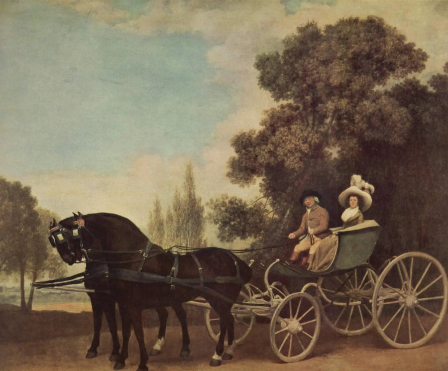 Bir beyefendi, bir hanımefendiyi phaéton içinde götürüyor - George Stubbs