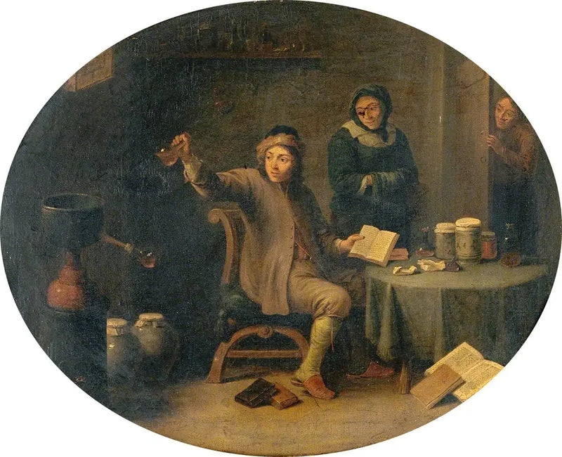 Bir adam idrar şişesini inceliyor - David Teniers le Jeune
