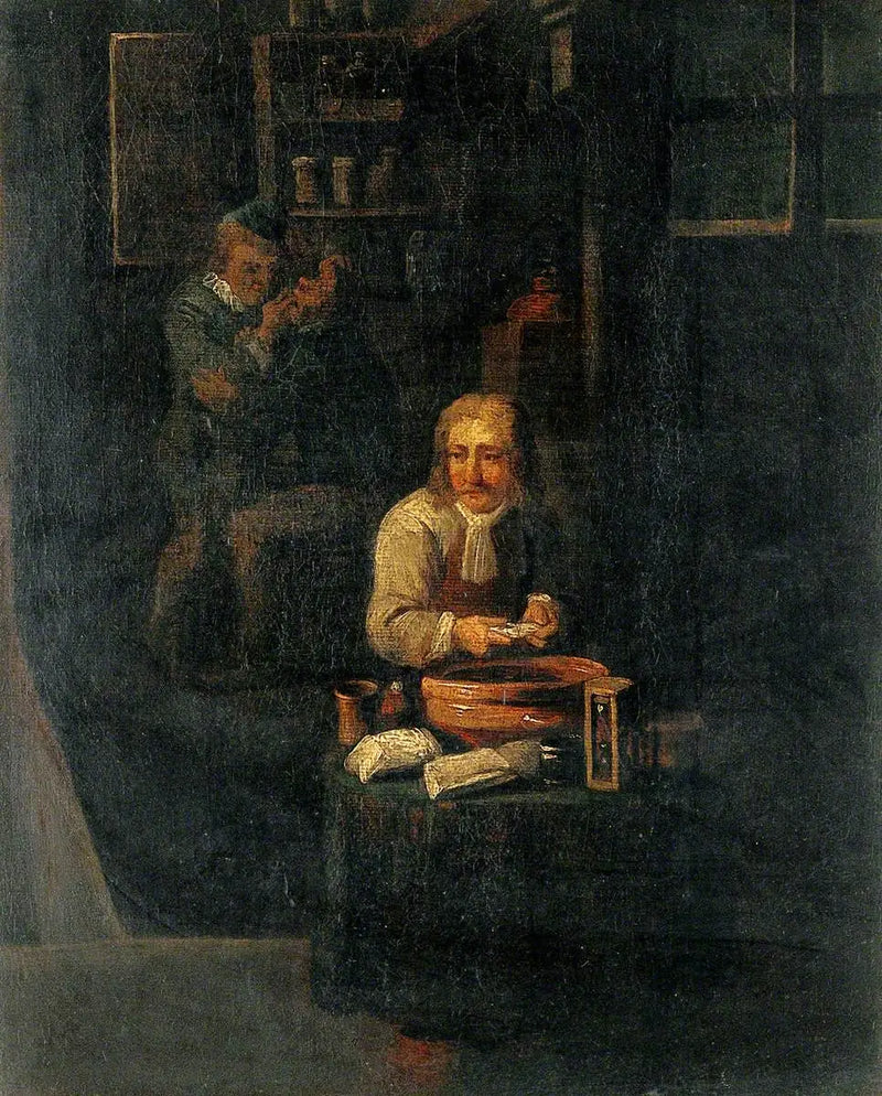 Bir adam alçı hazırlıyor - David Teniers le Jeune