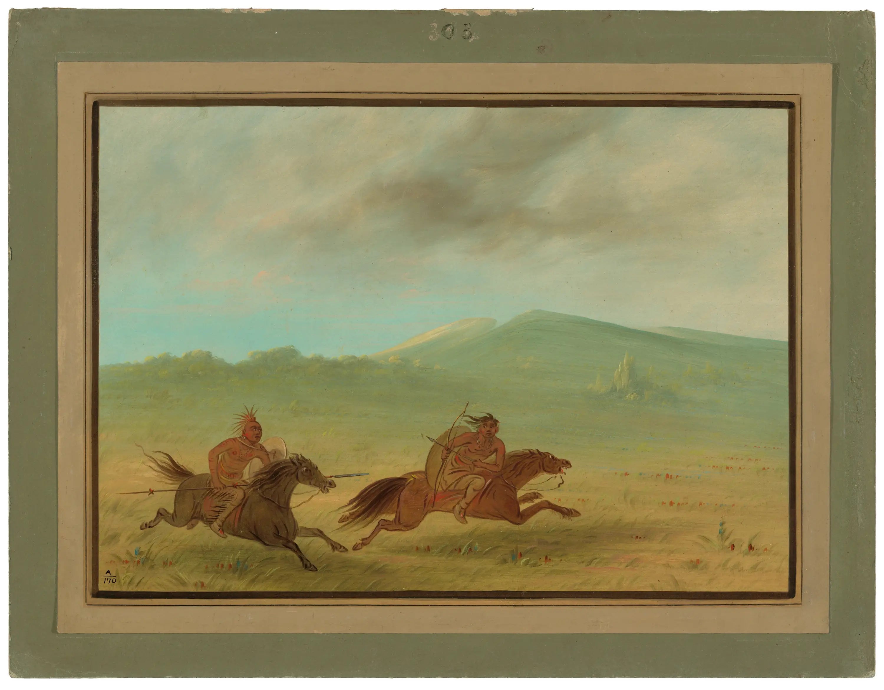 Un Indien Osage poursuivant un Camanchee - George Catlin - Alpha Reproduction