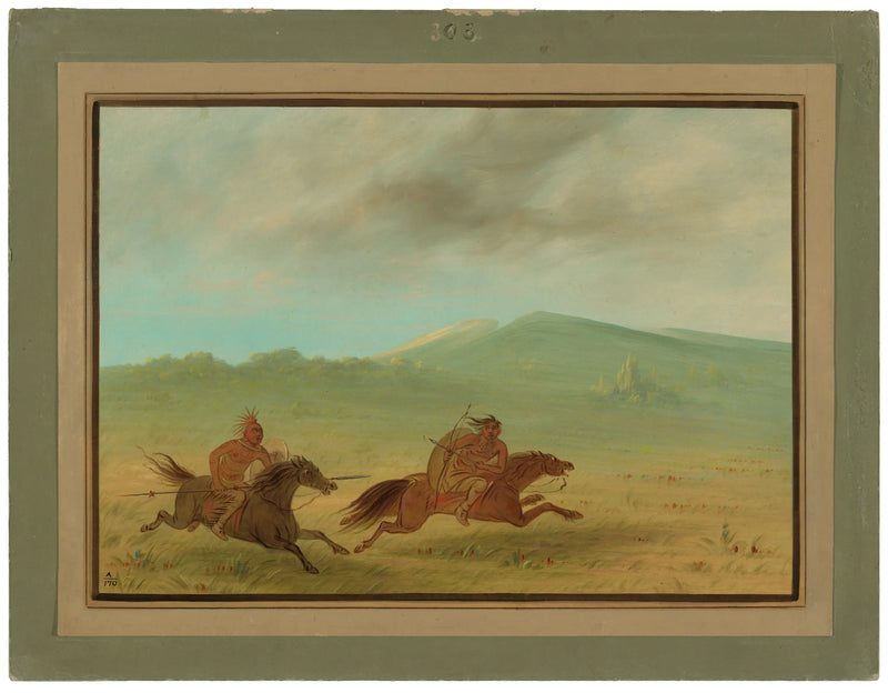 Bir Osage Yerlisi, bir Camanchee'yi kovalarken - George Catlin