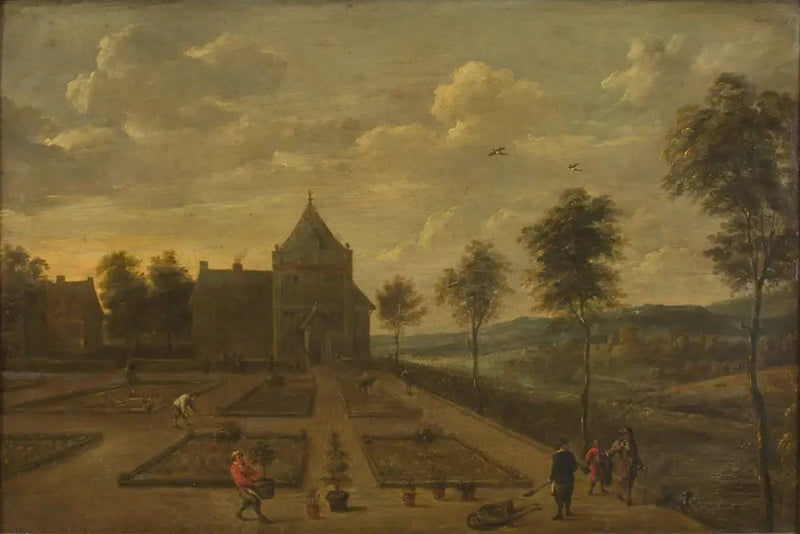 Bir bahçe, bir kır evinin önünde - David Teniers le Jeune