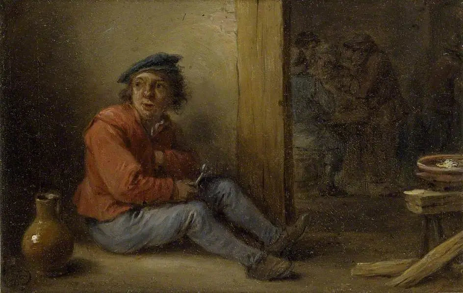 Un jeune paysan assis dans un intérieur - David Teniers le Jeune - Alpha Reproduction