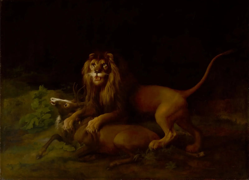 Bir aslanın bir geyiği saldırısı - George Stubbs