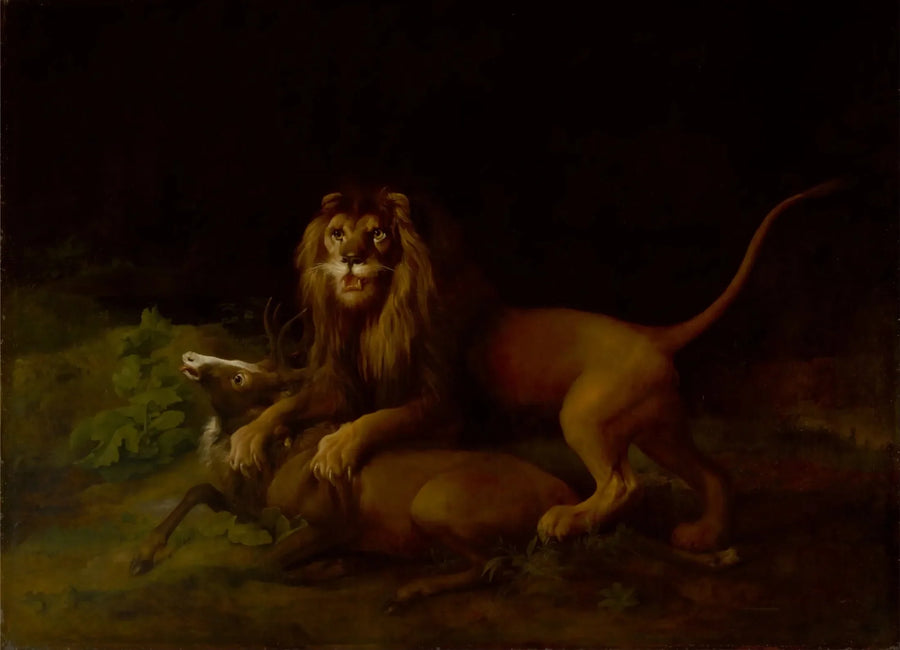 Bir aslanın bir geyiği saldırısı - George Stubbs