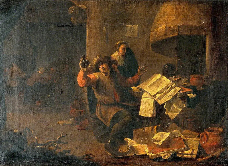 Bir doktor- simyacı, bir idrar şişesini inceliyor - David Teniers genç