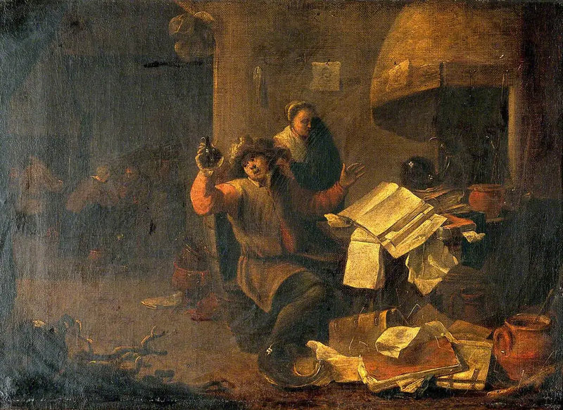 Bir doktor- simyacı, bir idrar şişesini inceliyor - David Teniers genç