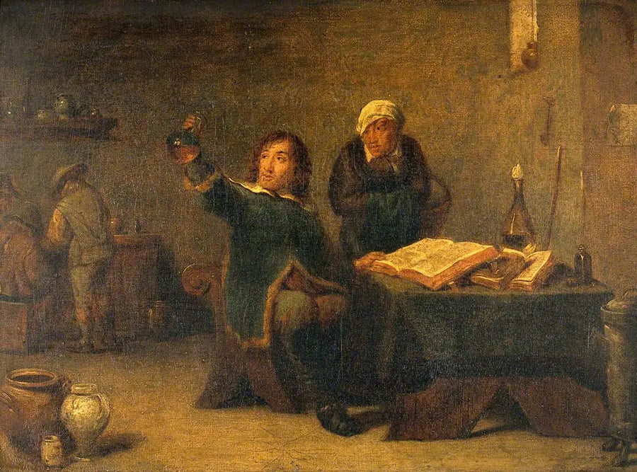 Bir doktor idrar şişesini inceliyor - David Teniers le Jeune