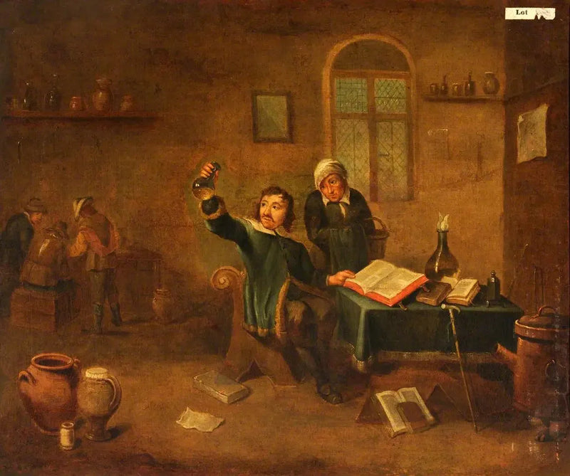 Bir doktor idrar şişesini inceliyor - David Teniers le Jeune