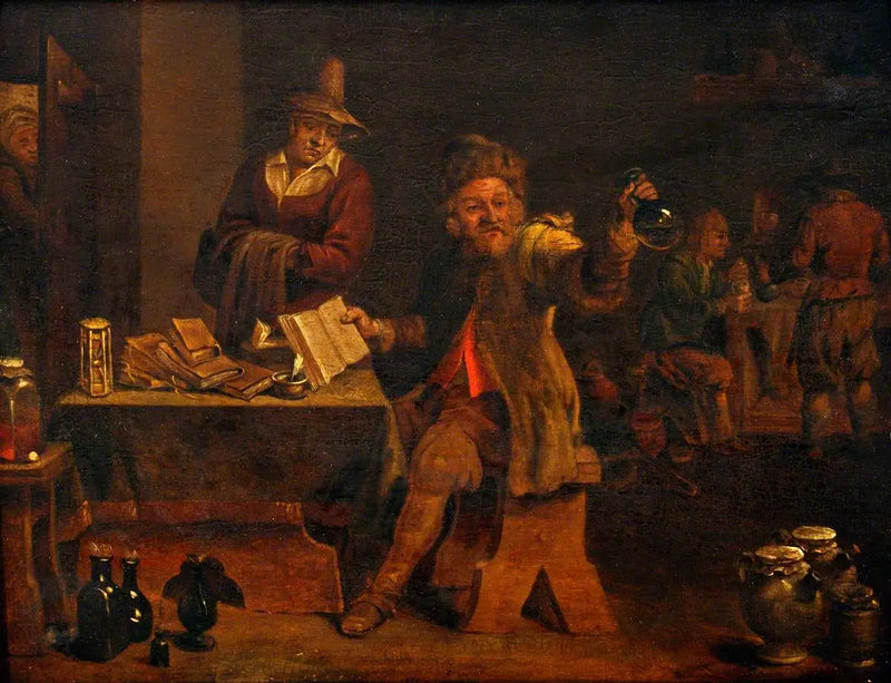 Bir doktor, bir hastanın getirdiği idrarı inceliyor - David Teniers le Jeune