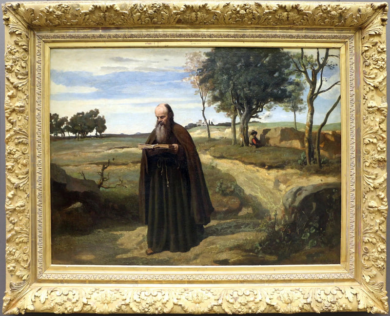 Bir rahip okuyor - Jean-Baptiste Camille Corot