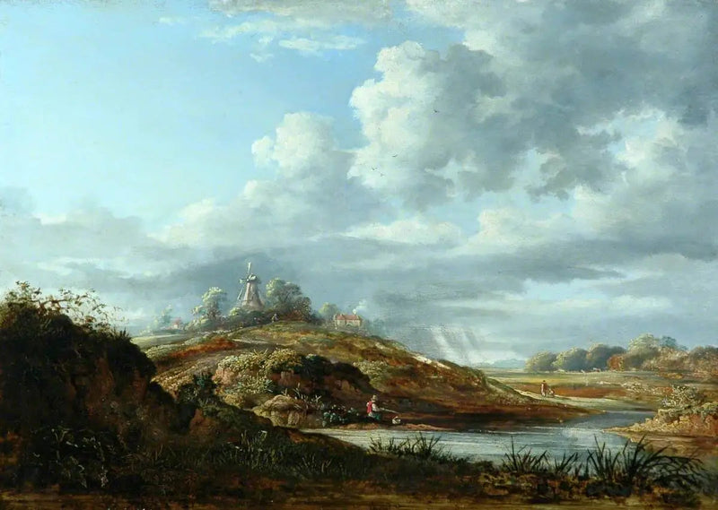 Bir nehir üzerinde bir rüzgar değirmeni - John Constable