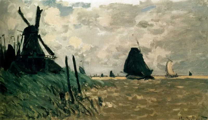 Zaandam yakınlarında bir yel değirmeni - Claude Monet
