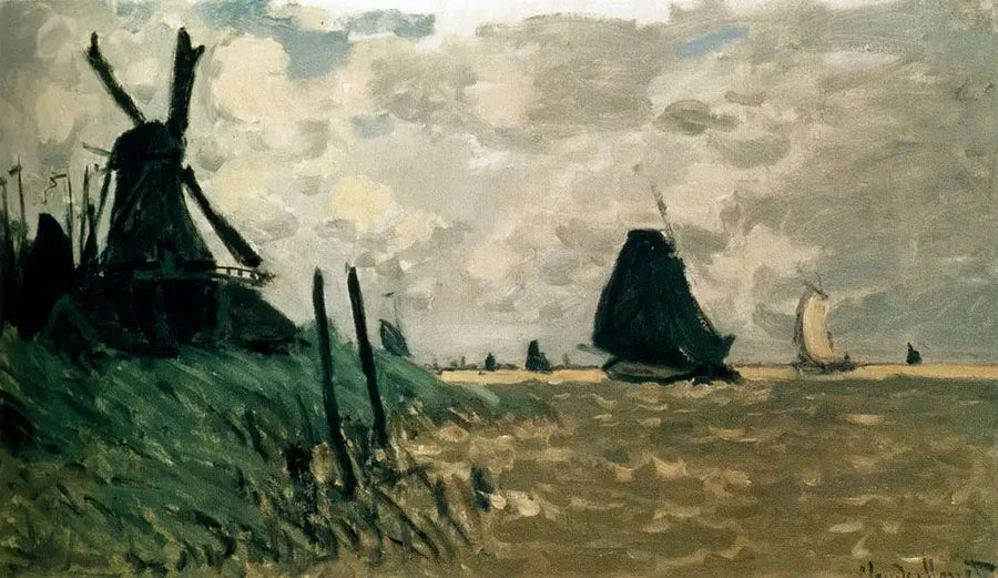 Zaandam yakınlarında bir yel değirmeni - Claude Monet