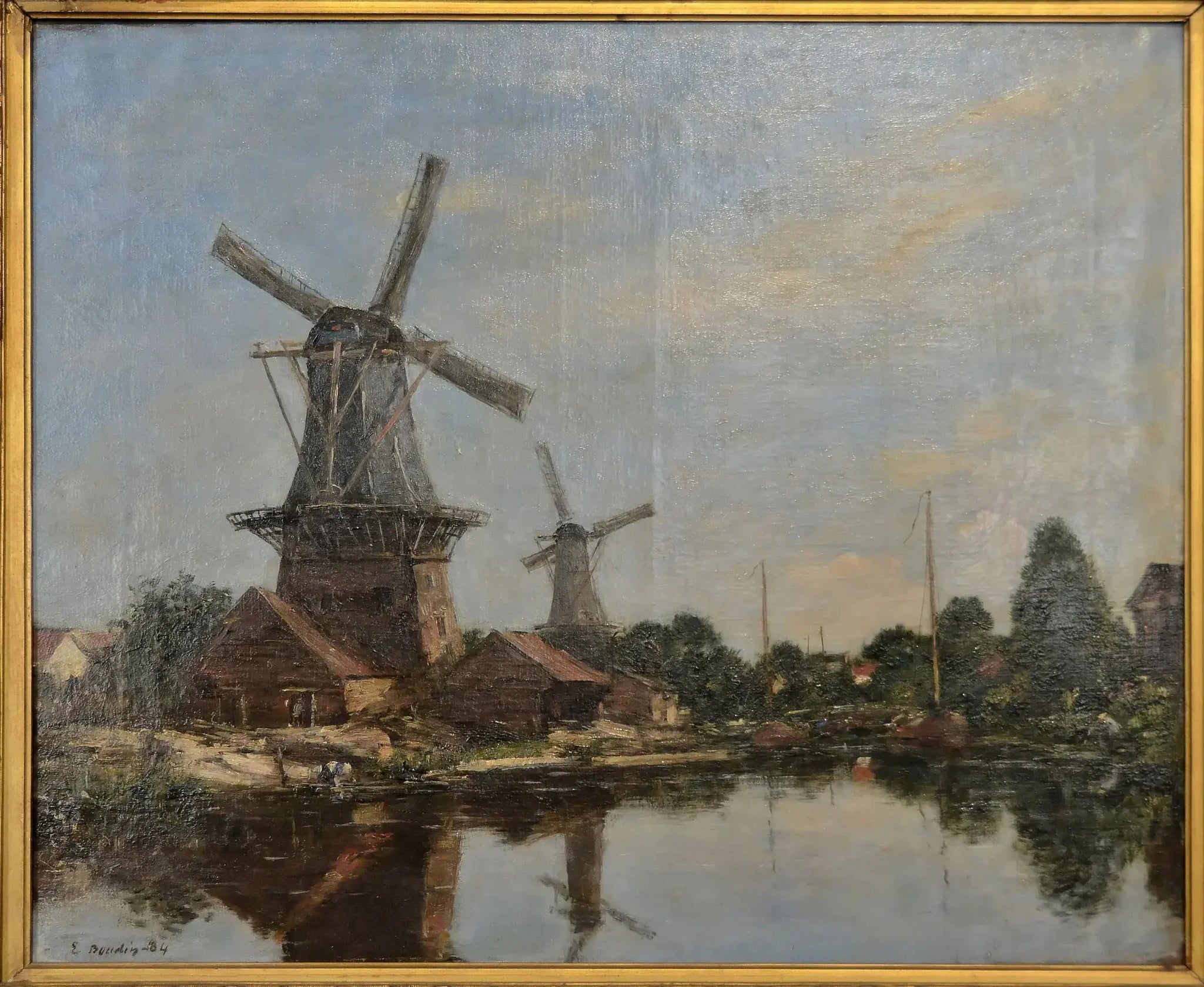Un Moulin en Hollande - Eugène Boudin image 1 copie de tableau peinte à la main
