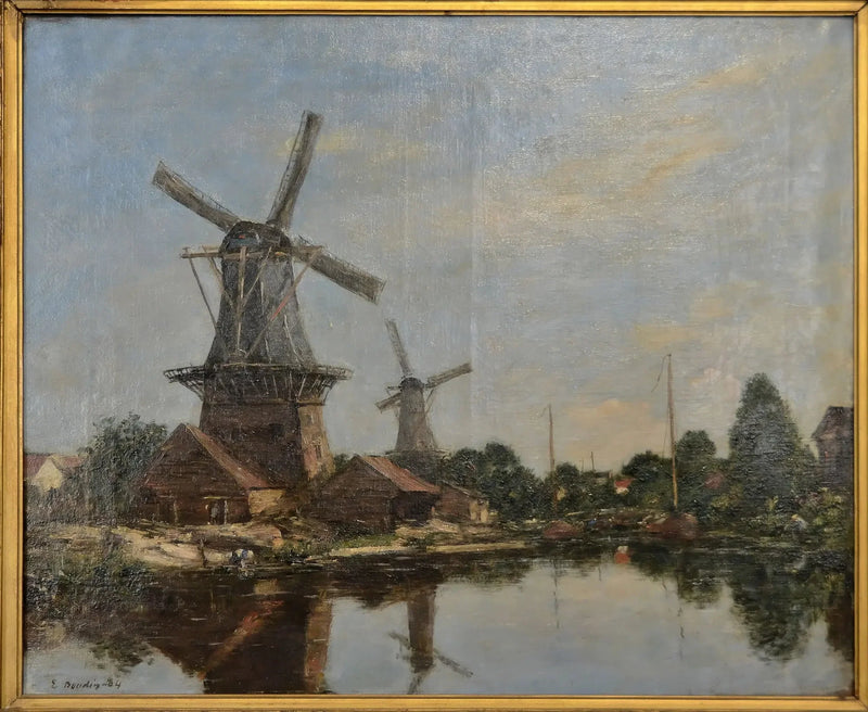Hollanda'da Bir Değirmen - Eugène Boudin
