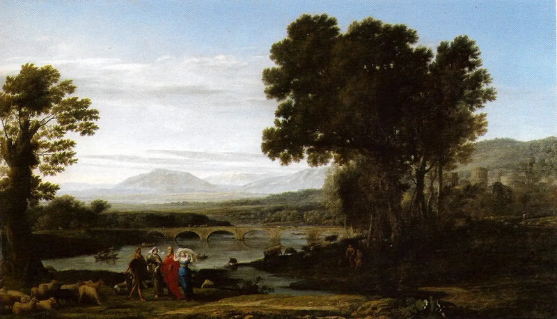 Bir nehir manzarası Jacob, Laban ve kızlarıyla - Claude Lorrain