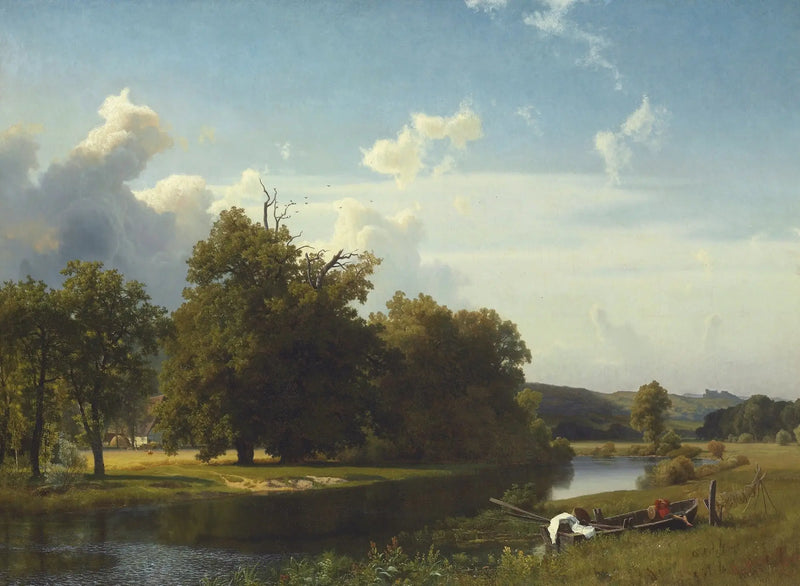 Bir nehir manzarası, Westfalya - Albert Bierstadt