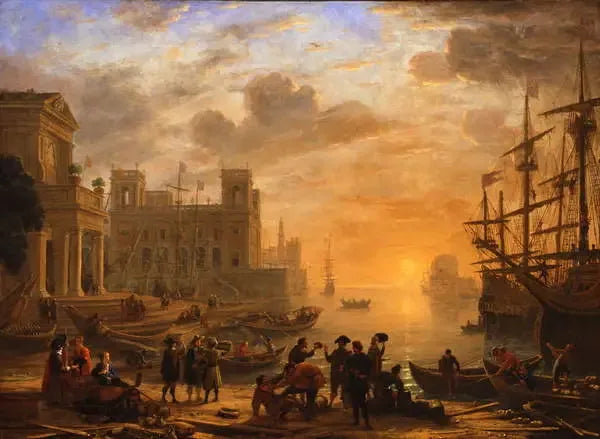 Gün batımında bir liman manzarası - Claude Lorrain