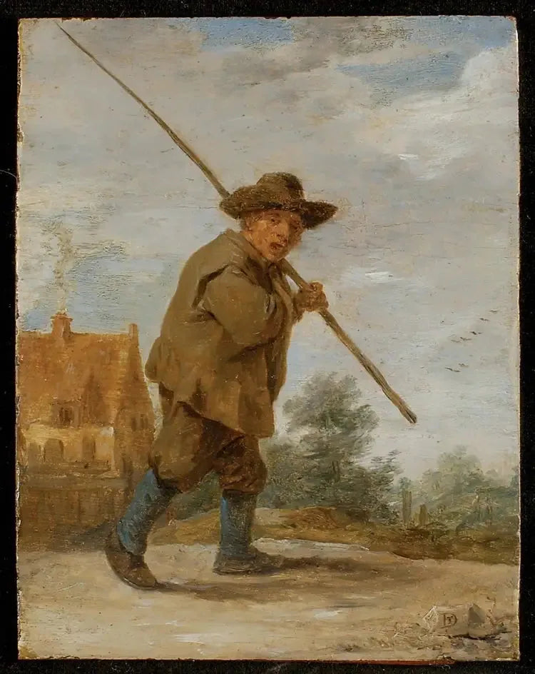 Omuzunda çubuk taşıyan bir köylü - David Teniers le Jeune