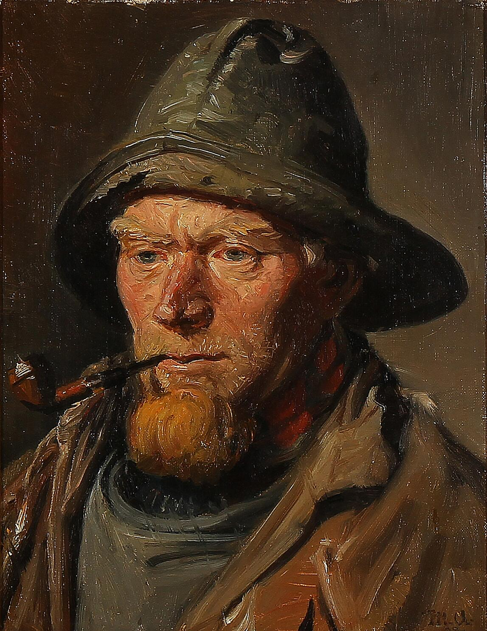 Un pêcheur de Skagen avec un ciré et une pipe. - Michael Peter Ancher - Alpha Reproduction