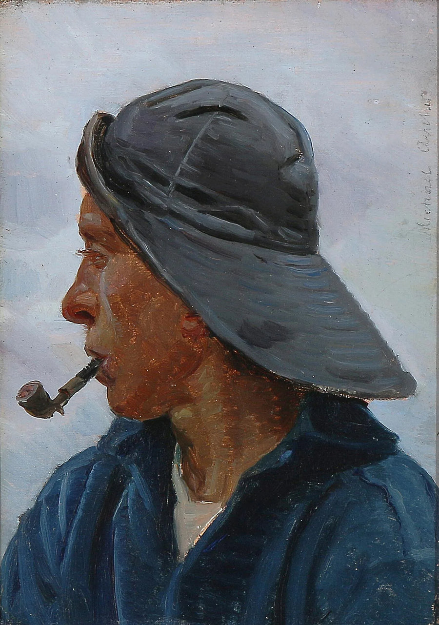 Bir balıkçı, yağmurluk giymiş. - Michael Peter Ancher