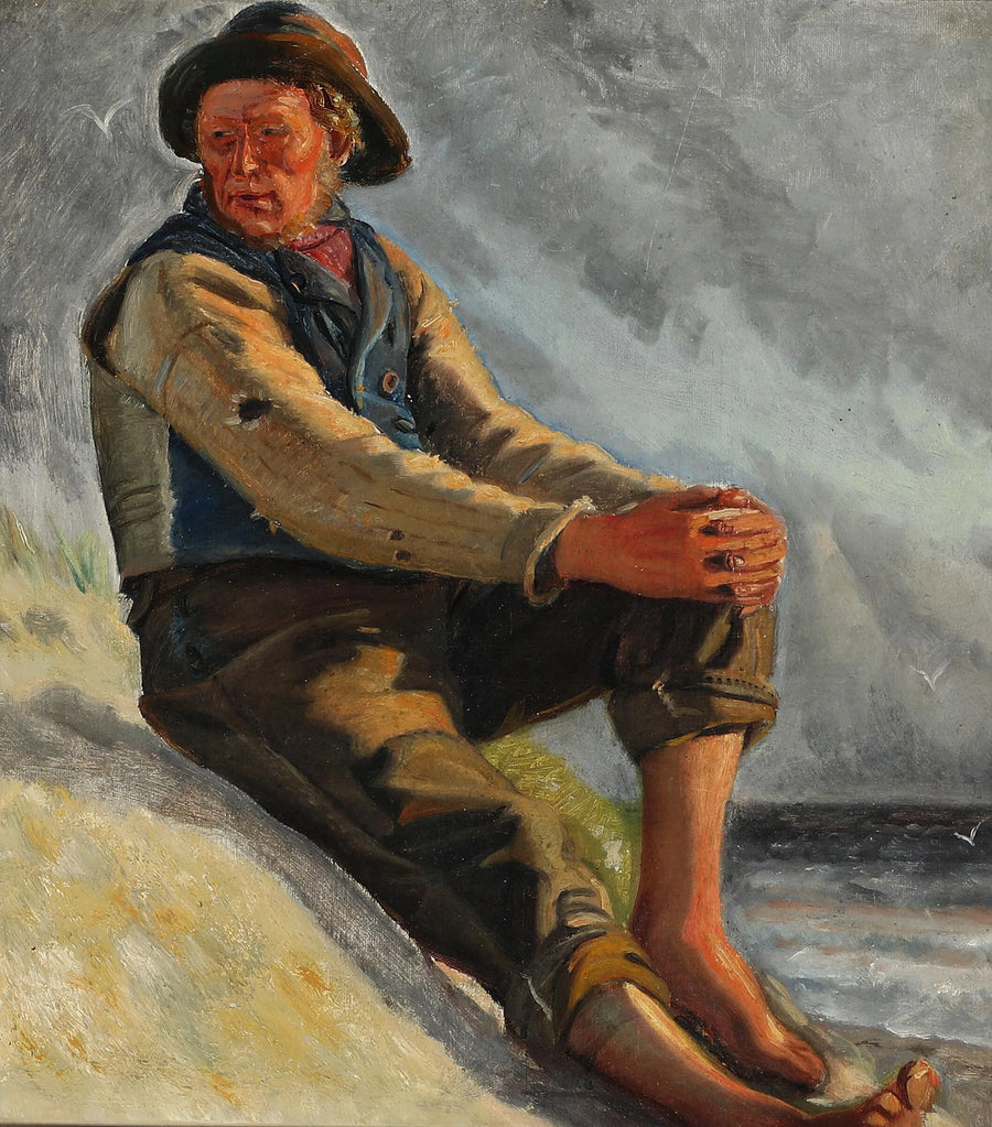 Bir balıkçı plajda. Taslak. - Michael Peter Ancher
